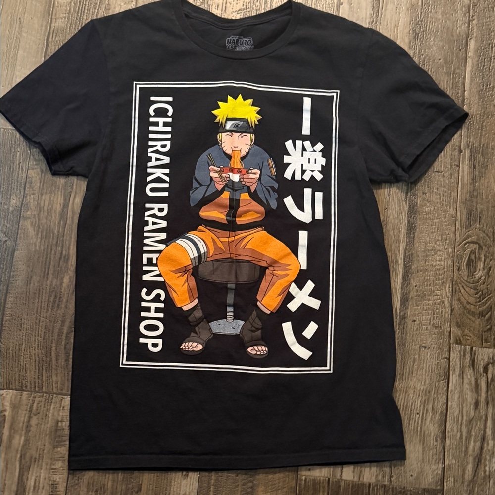 Black Graphic T-Shirt with Orange Accents